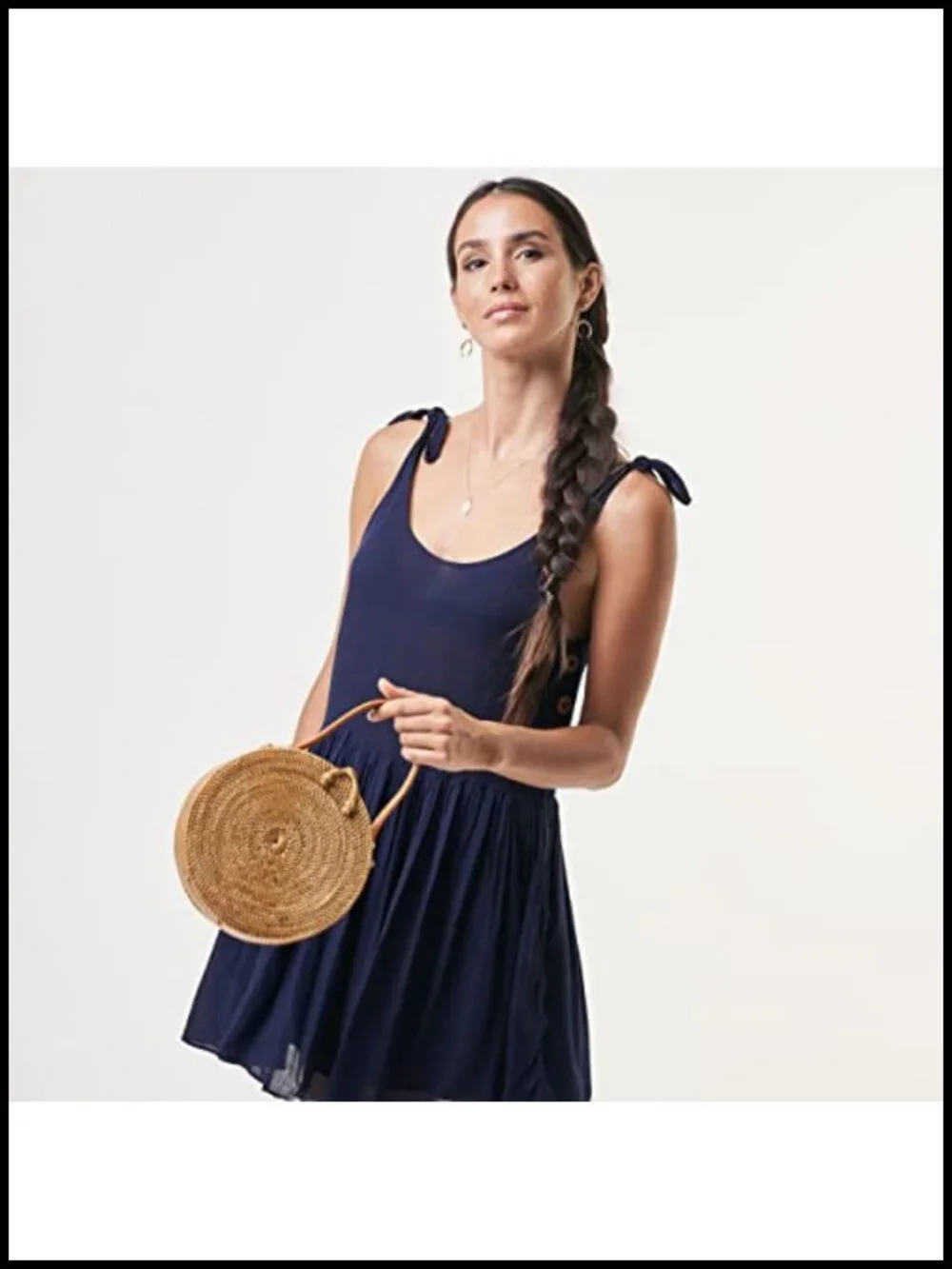 Handmade Round Rattan Bag - Woven Straw Crossbody Purse